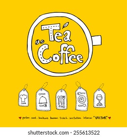 Hand drawn restaurant poster  / food menu illustrations - vector