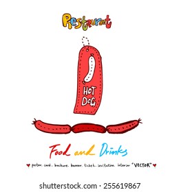Hand drawn restaurant poster  / food menu illustrations - vector