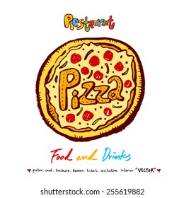 Hand drawn restaurant poster  / food menu illustrations - vector
