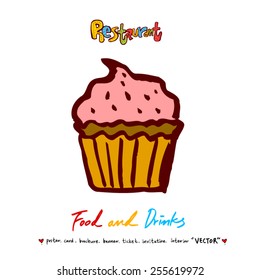 Hand drawn restaurant poster  / food menu illustrations - vector