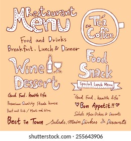 Hand drawn restaurant poster  / food menu illustrations - vector