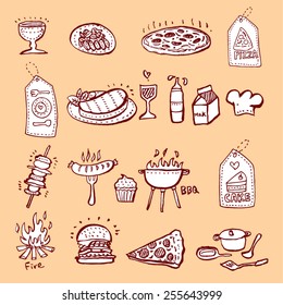 Hand drawn restaurant poster  / food menu illustrations - vector