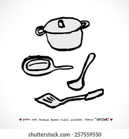 Hand drawn restaurant poster illustrations - vector