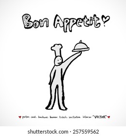 Hand drawn restaurant poster illustrations - vector