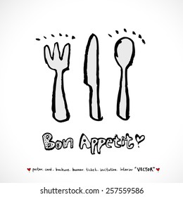 Hand drawn restaurant poster illustrations - vector