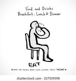 Hand drawn restaurant poster illustrations - vector