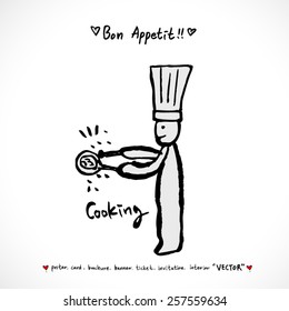 Hand drawn restaurant poster illustrations - vector