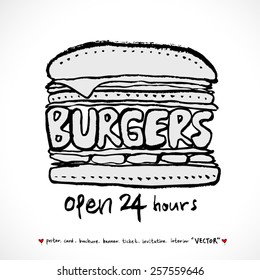 Hand drawn restaurant poster illustrations - vector