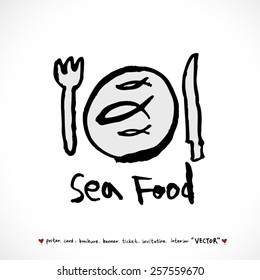 Hand drawn restaurant poster illustrations - vector