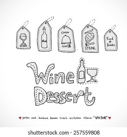 Hand drawn restaurant poster illustrations - vector