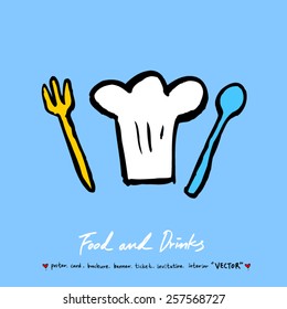 Hand drawn restaurant poster illustrations - vector