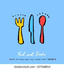 Hand drawn restaurant poster illustrations - vector