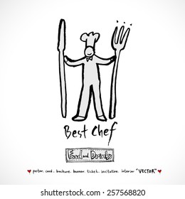 Hand drawn restaurant poster illustrations - vector