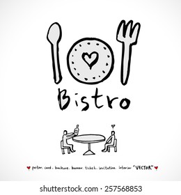 Hand drawn restaurant poster illustrations - vector