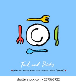 Hand drawn restaurant poster illustrations - vector