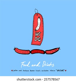 Hand drawn restaurant poster illustrations - vector
