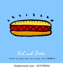 Hand drawn restaurant poster illustrations - vector