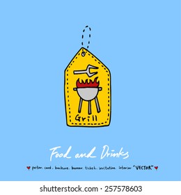 Hand drawn restaurant poster illustrations - vector
