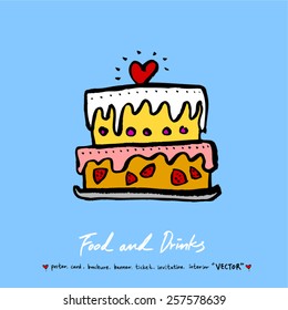 Hand drawn restaurant poster illustrations - vector