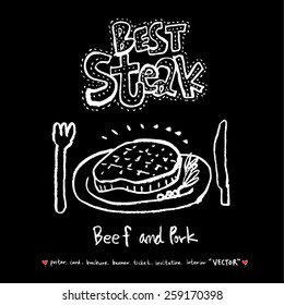 Hand drawn restaurant poster illustrations - vector