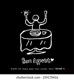 Hand drawn restaurant poster illustrations - vector