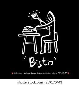 Hand drawn restaurant poster illustrations - vector