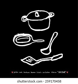 Hand drawn restaurant poster illustrations - vector