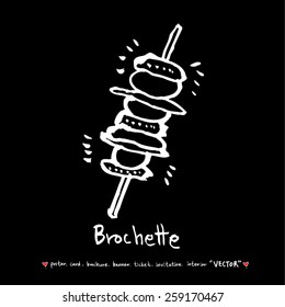 Hand drawn restaurant poster illustrations - vector
