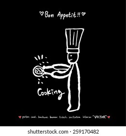 Hand drawn restaurant poster illustrations - vector