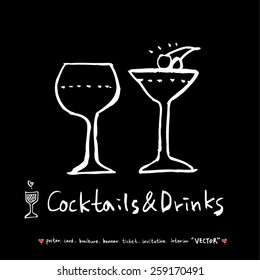 Hand drawn restaurant poster illustrations - vector