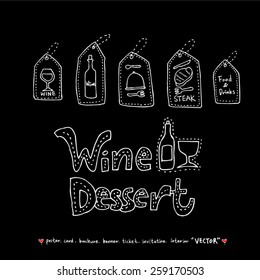 Hand drawn restaurant poster illustrations - vector