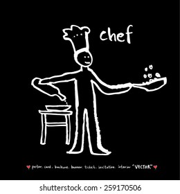Hand drawn restaurant poster illustrations - vector