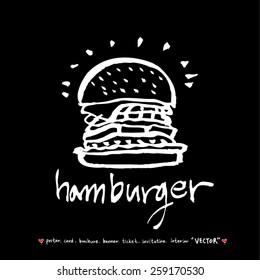 Hand drawn restaurant poster illustrations - vector