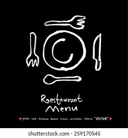 Hand drawn restaurant poster illustrations - vector