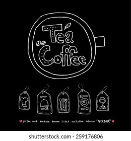 Hand drawn restaurant poster illustrations - vector