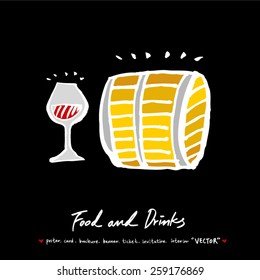 Hand drawn restaurant poster illustrations - vector