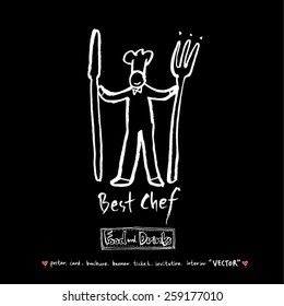 Hand drawn restaurant poster illustrations - vector