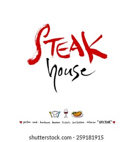 Hand drawn restaurant poster illustrations - vector