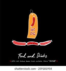 Hand drawn restaurant poster illustrations - vector