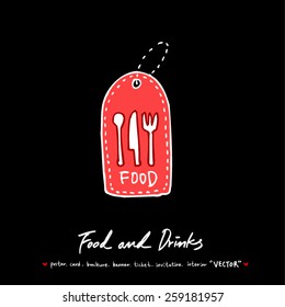 Hand drawn restaurant poster illustrations - vector