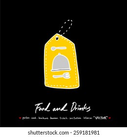 Hand drawn restaurant poster illustrations - vector
