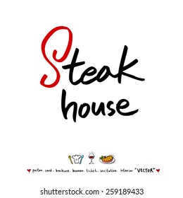 Hand drawn restaurant poster illustrations - vector