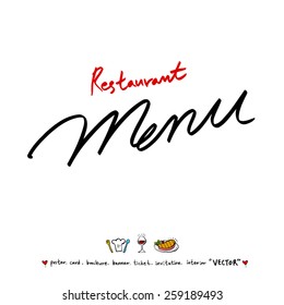 Hand drawn restaurant poster illustrations - vector