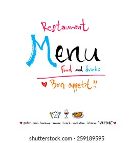 Hand drawn restaurant poster illustrations - vector