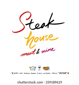 Hand drawn restaurant poster illustrations - vector