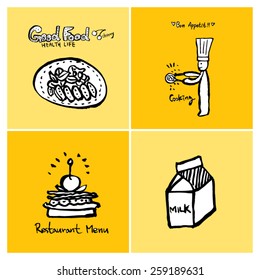 Hand drawn restaurant poster illustrations - vector
