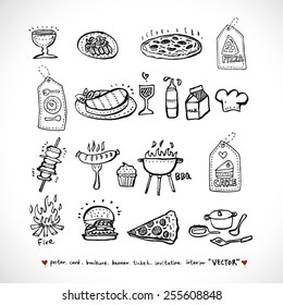 Hand drawn restaurant poster - vector