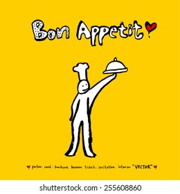 Hand drawn restaurant poster - vector