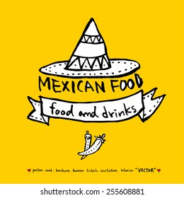 Hand drawn restaurant poster - vector