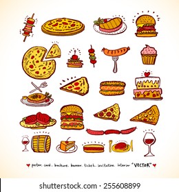 Hand drawn restaurant poster - vector